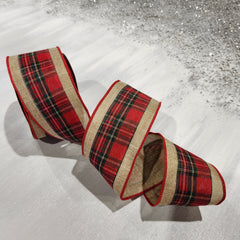 2.5" x 30' Plaid Linen Ribbon