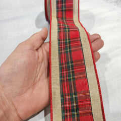 2.5" x 30' Plaid Linen Ribbon