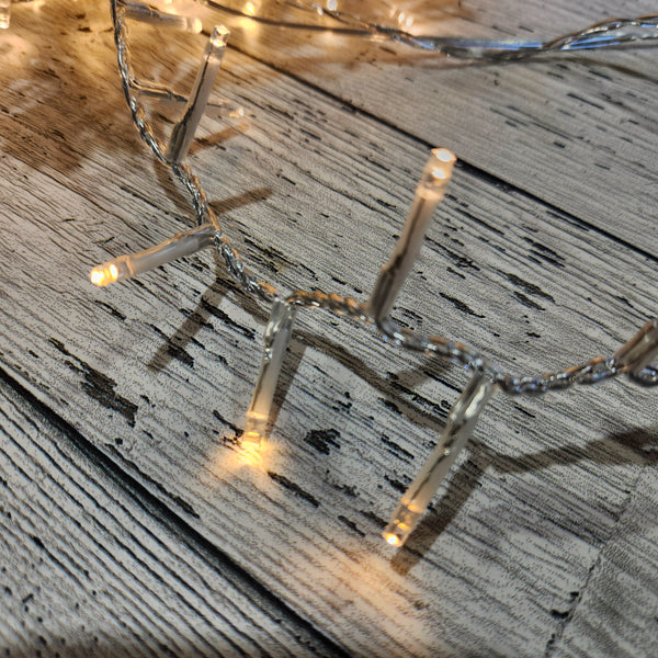 500 lumières scintillantes DEL blanc chaud, fil transparent, 36'