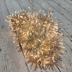 1000 Warm White LED Lights, Transparent Wire, 8 Functions, 74'