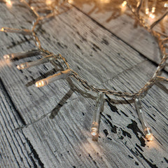 1000 Warm White LED Lights, Transparent Wire, 8 Functions, 74'