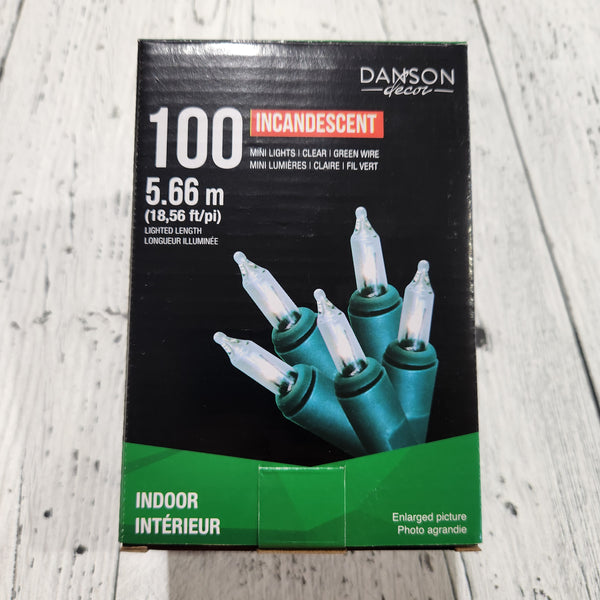 100 mini lumières incandescentes blanc chaud, fil vert, intérieur, 18,56'