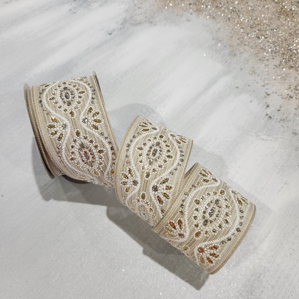 Natural linen ribbon gold jewelry 2.5" x 30'