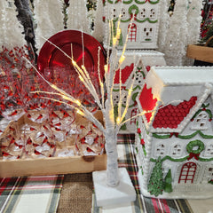 Tree with 16 White Snowy Birch LEDs, 17.75"