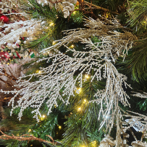 28" Platinum Glitter Juniper Stem