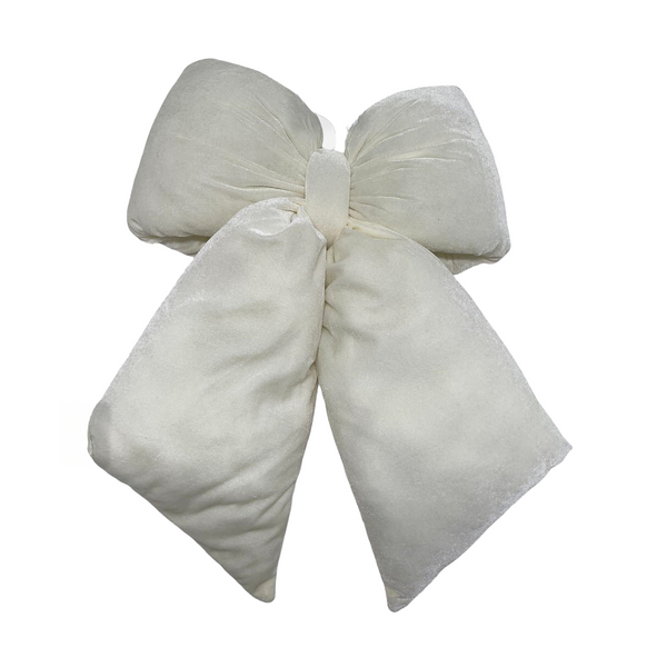 19" White Velvet Bow Ornament
