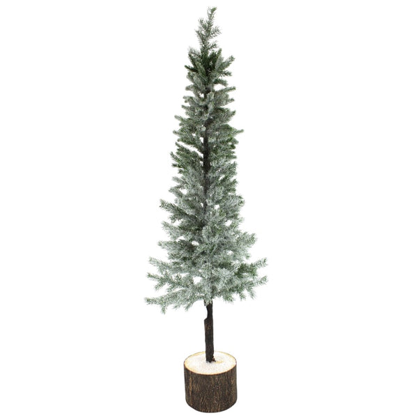 Sapin de Noël en épinette enneigé avec base vert blanc 47.25"