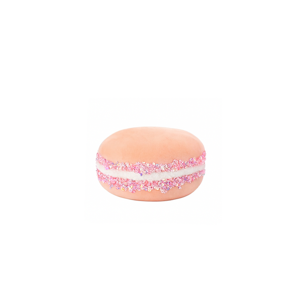 Ornement macaron en velours assortie multicolore 4"