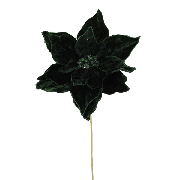 Tige de poinsettia en velours vert 20"