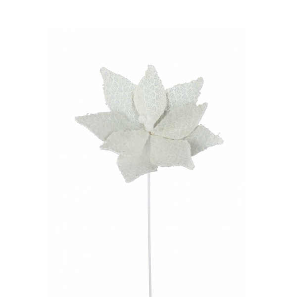 Tige de poinsettia blanche 19"