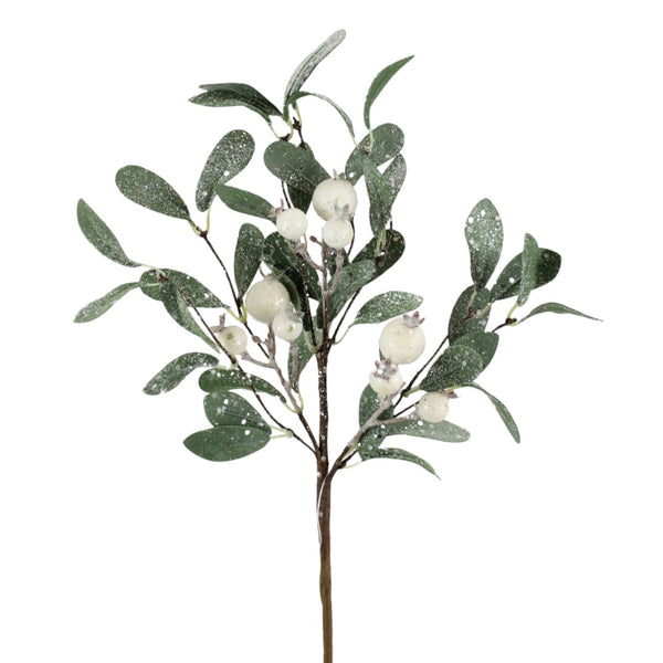 Tige de baies givrées blanc vert 14"