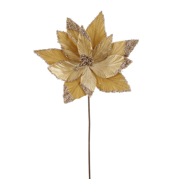 Tige de poinsettia pailletée champagne 22"
