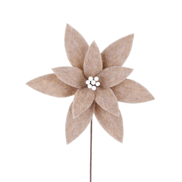 Tige de poinsettia en laine naturel 20"