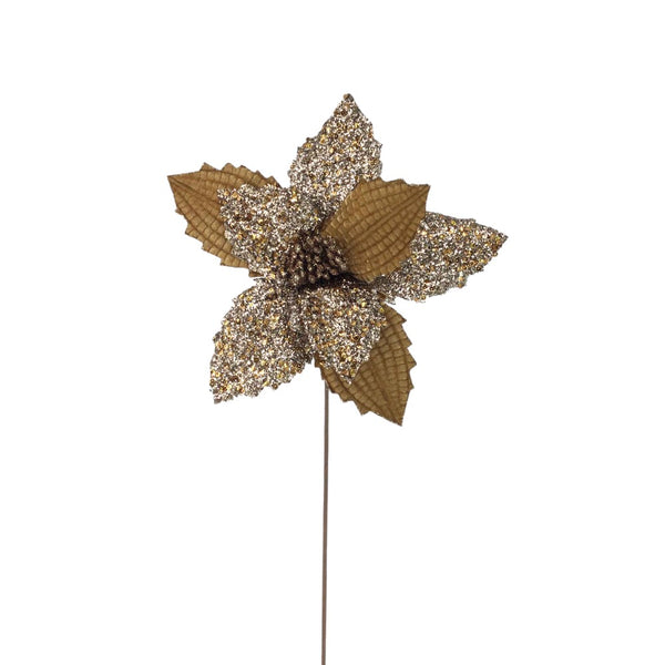 Tige de poinsettia velours/pailleté chocolat 20"
