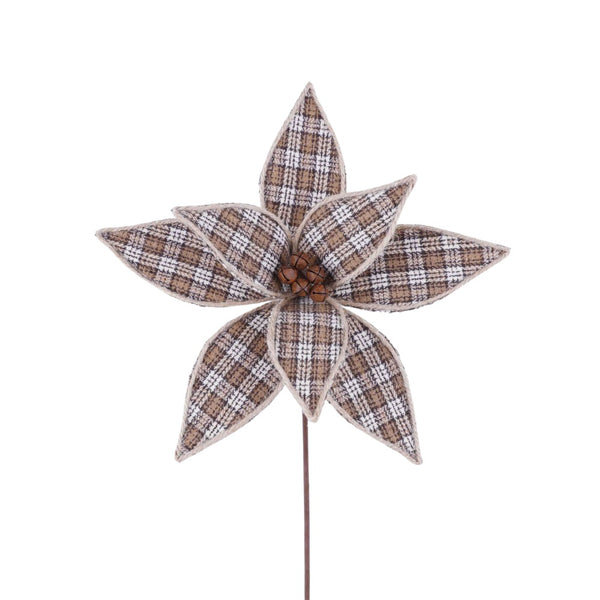 Tige de poinsettia carreaux/clochette naturel 20"