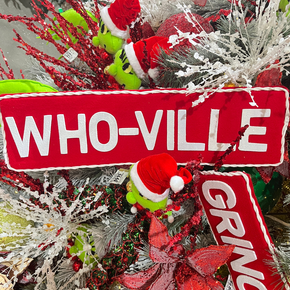 Red and White 'Who-Ville' Sign 6" x 21"