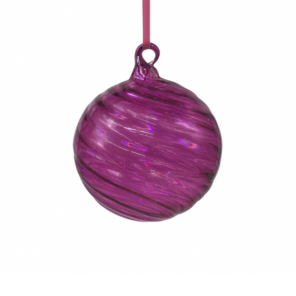 Boule en verre tourbillonnante irisée prune 3,5"