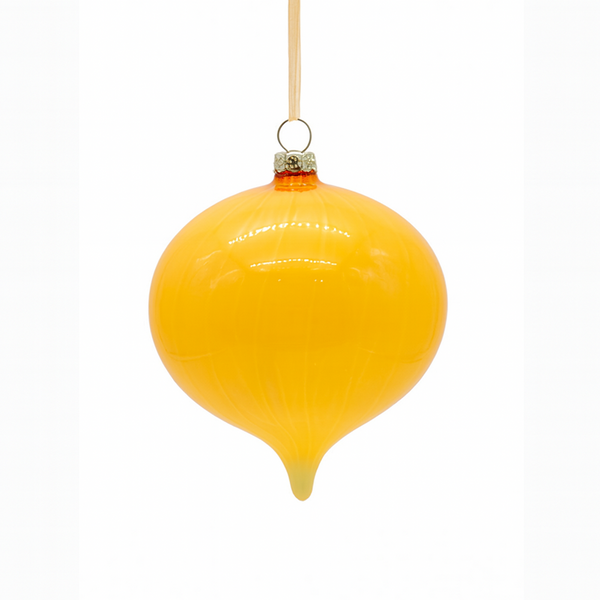 Boule en verre fleuron moutarde