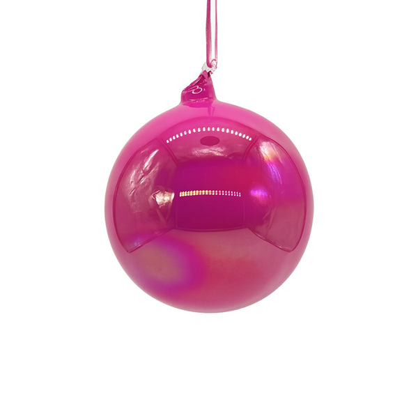 Boule en verre irisé rose vif