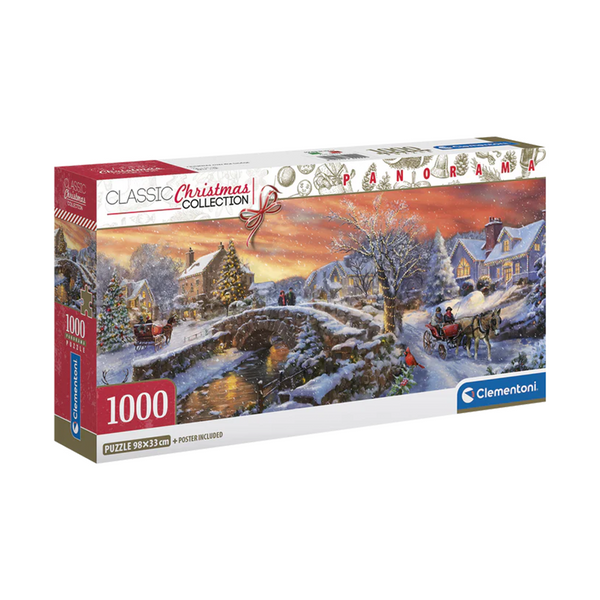 Clementoni 1000 Piece Panoramic Puzzle – Christmas Bridge Path