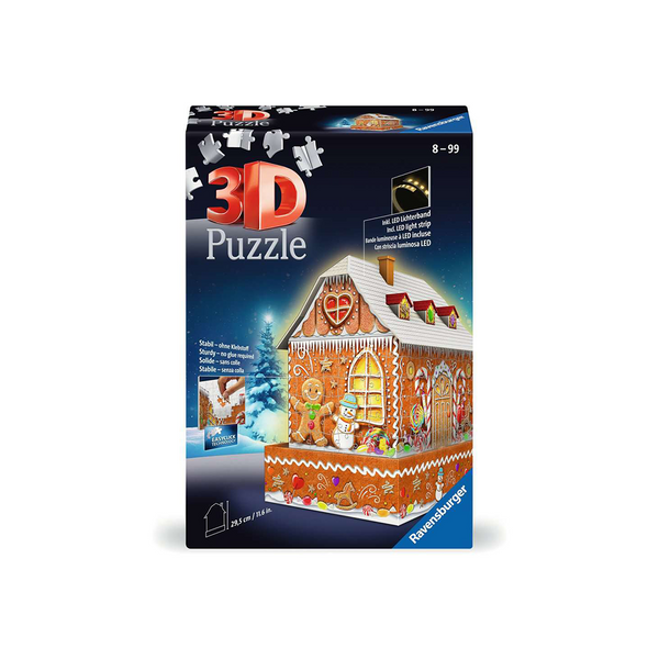 Ravensburger Puzzle 216 pièces – Maison en pain d’épice Édition de nuit 3D