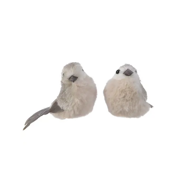 Oiseau décoratif beige avec pince