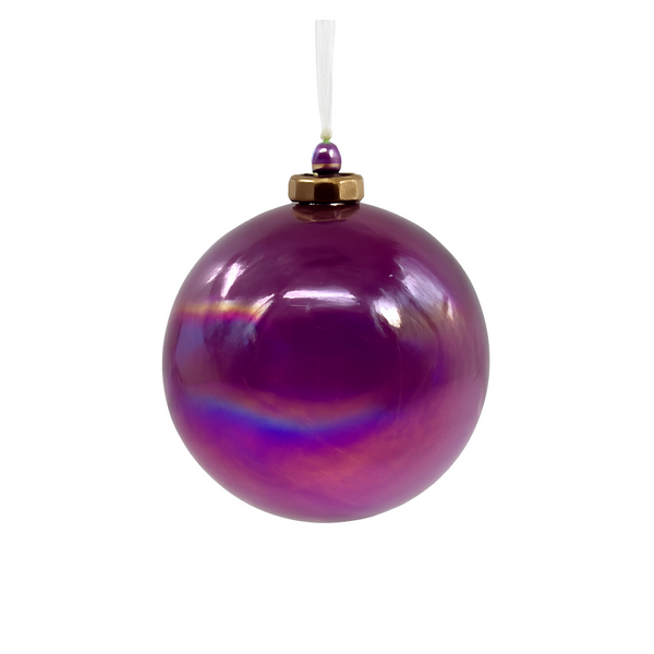 Boule en verre capuchon porcelaine violet irisé