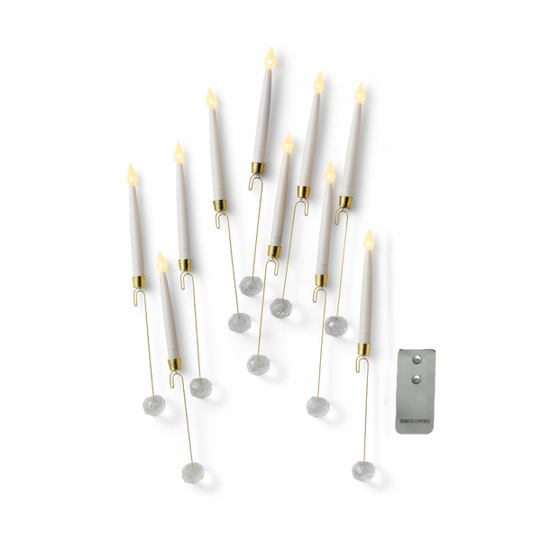 Chandelles DEL pour sapin avec perle – ensemble de 10