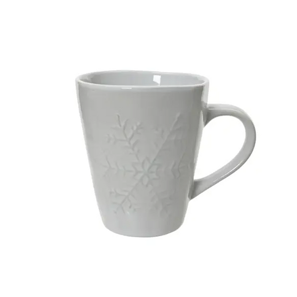 White ceramic snowflake mug