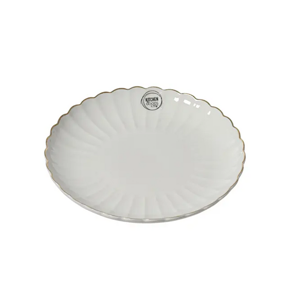 Cream porcelain wavy plate