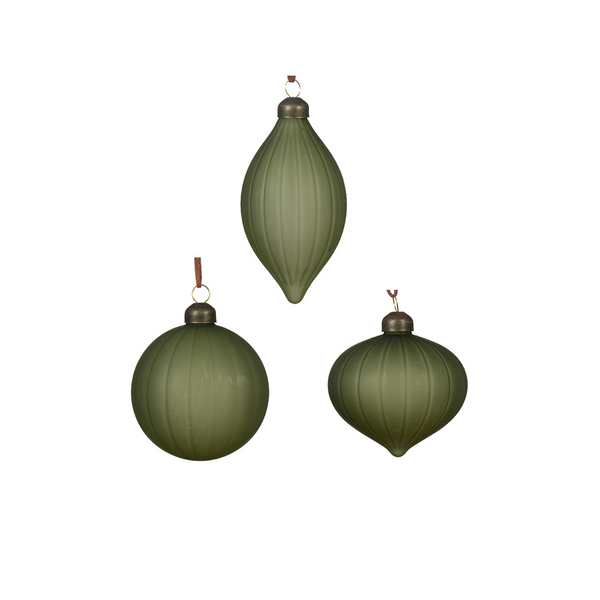 Boule de Noël en verre givré vert foncé