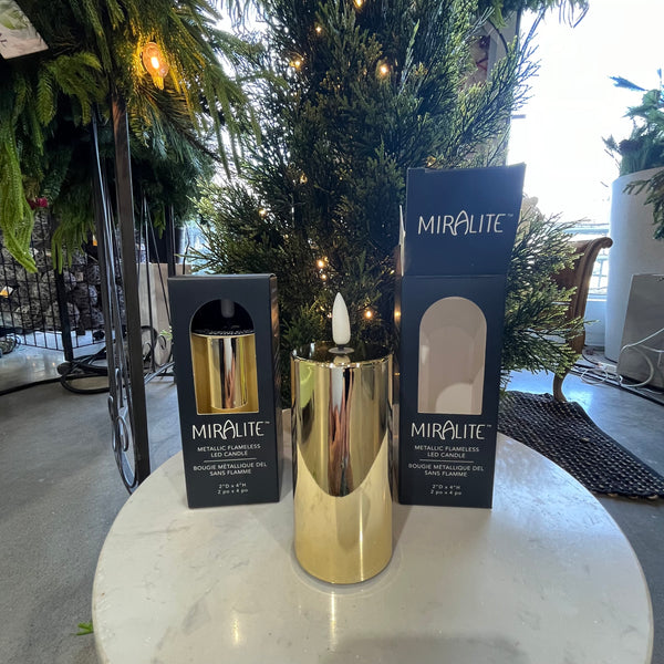 2" x 4" Gold Metallic Pillar LED Candle