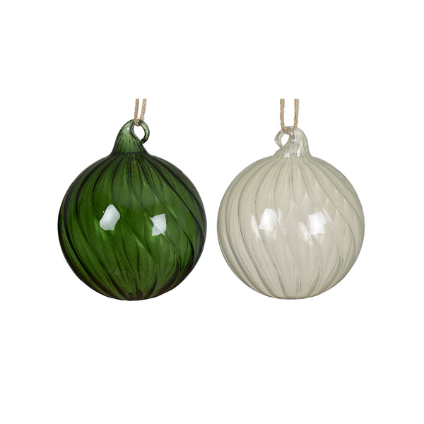 Boule de Noël en verre vert ou transparent
