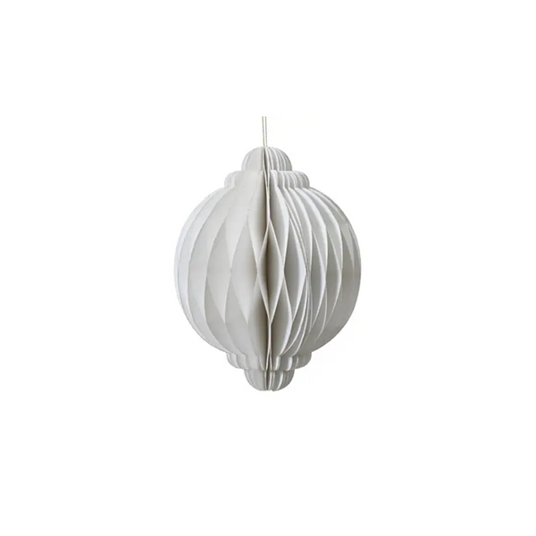 Ornement boule oignon en papier blanc 4.5"