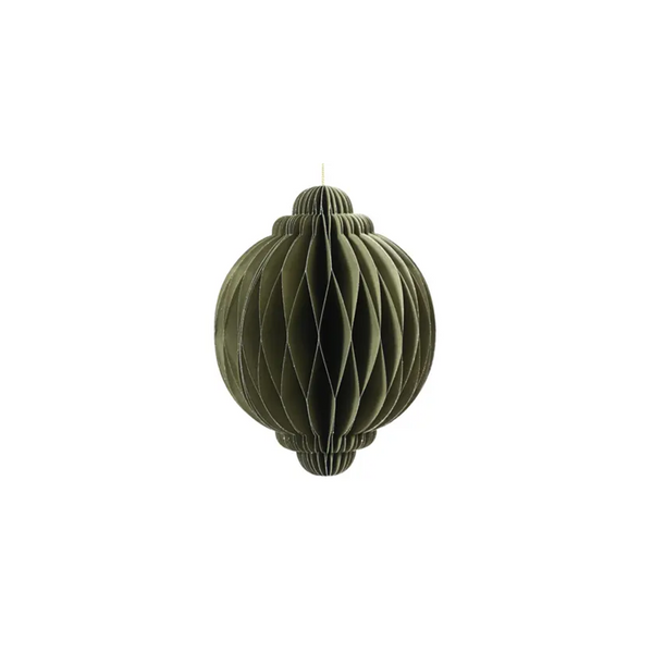 Ornement boule oignon en papier vert 4.5"