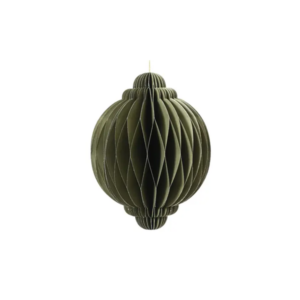 Ornement boule oignon en papier vert 6"