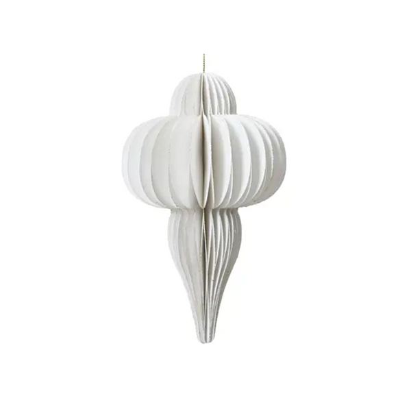 Ornement en papier alvéolé blanc 4.75"