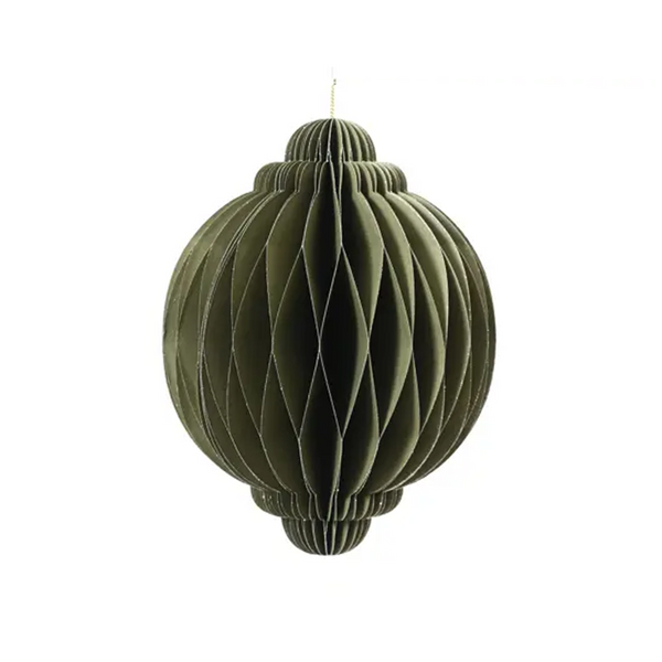 Ornement boule oignon en papier vert 12"