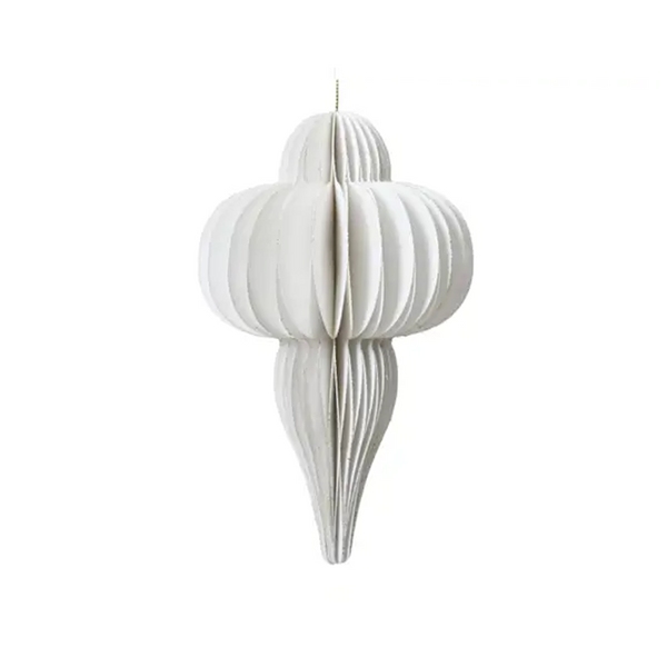Ornement en papier alvéolé blanc 9.5"