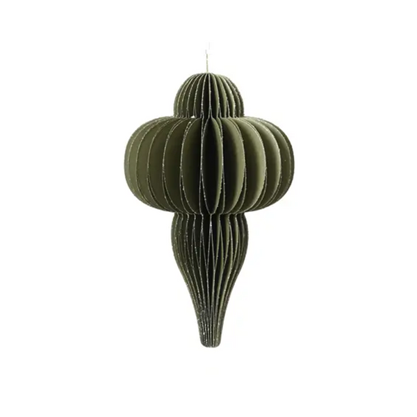 Ornement en papier alvéolé vert 9.5"