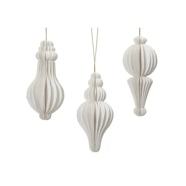 Ornement fait en papier blanc assorti 2"