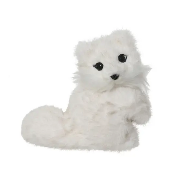 Renard assis en fausse fourrure blanche 4.75"