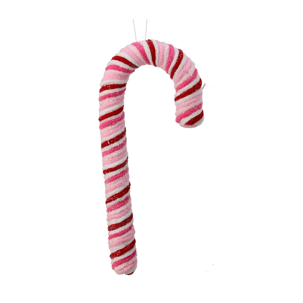 12" Red and Pink Chenille Candy Cane