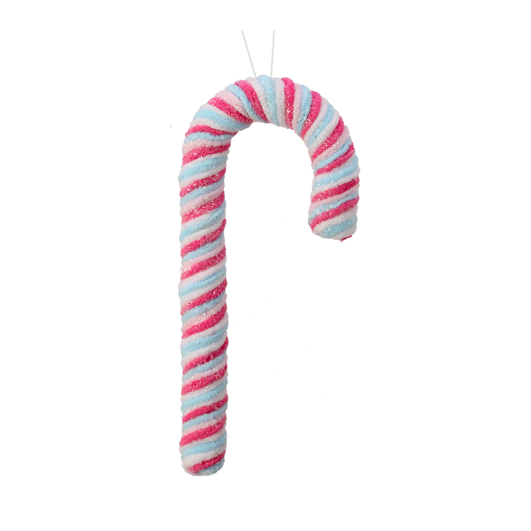 12" Pink and Blue Chenille Candy Cane