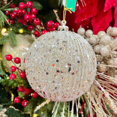 Boule rayure pailletée or 5"