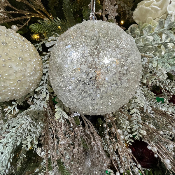 Boule perle glacée platine 6"