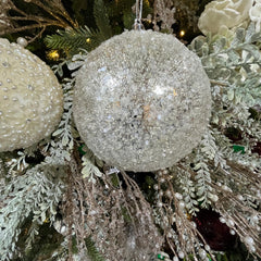 Boule perle glacée platine 6"