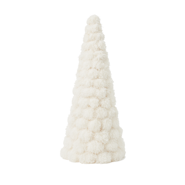 Cône topiaire balle fourrure blanc 32"
