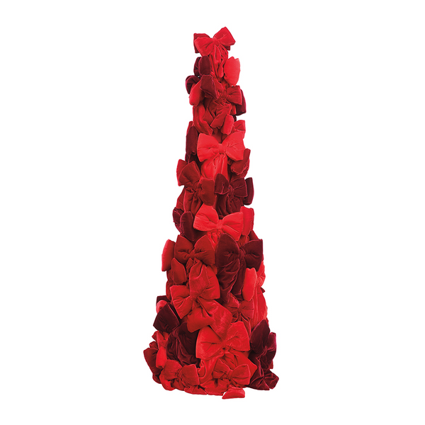 Topiaire cône avec boucle en velours rouge 47''