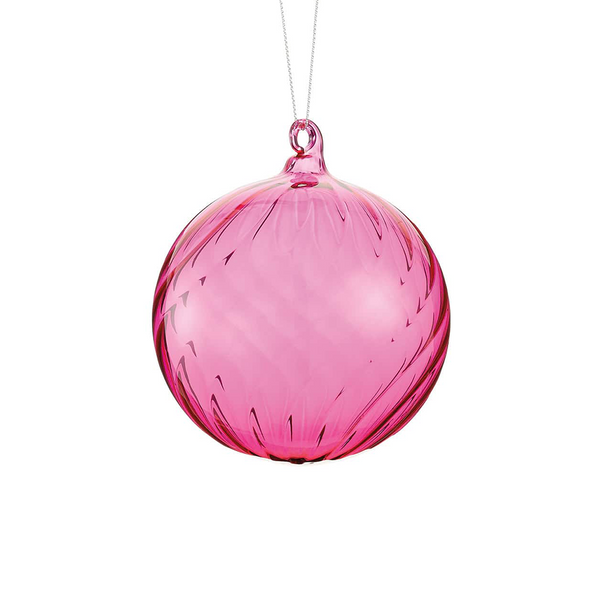 Boule en verre spirale rose 4"